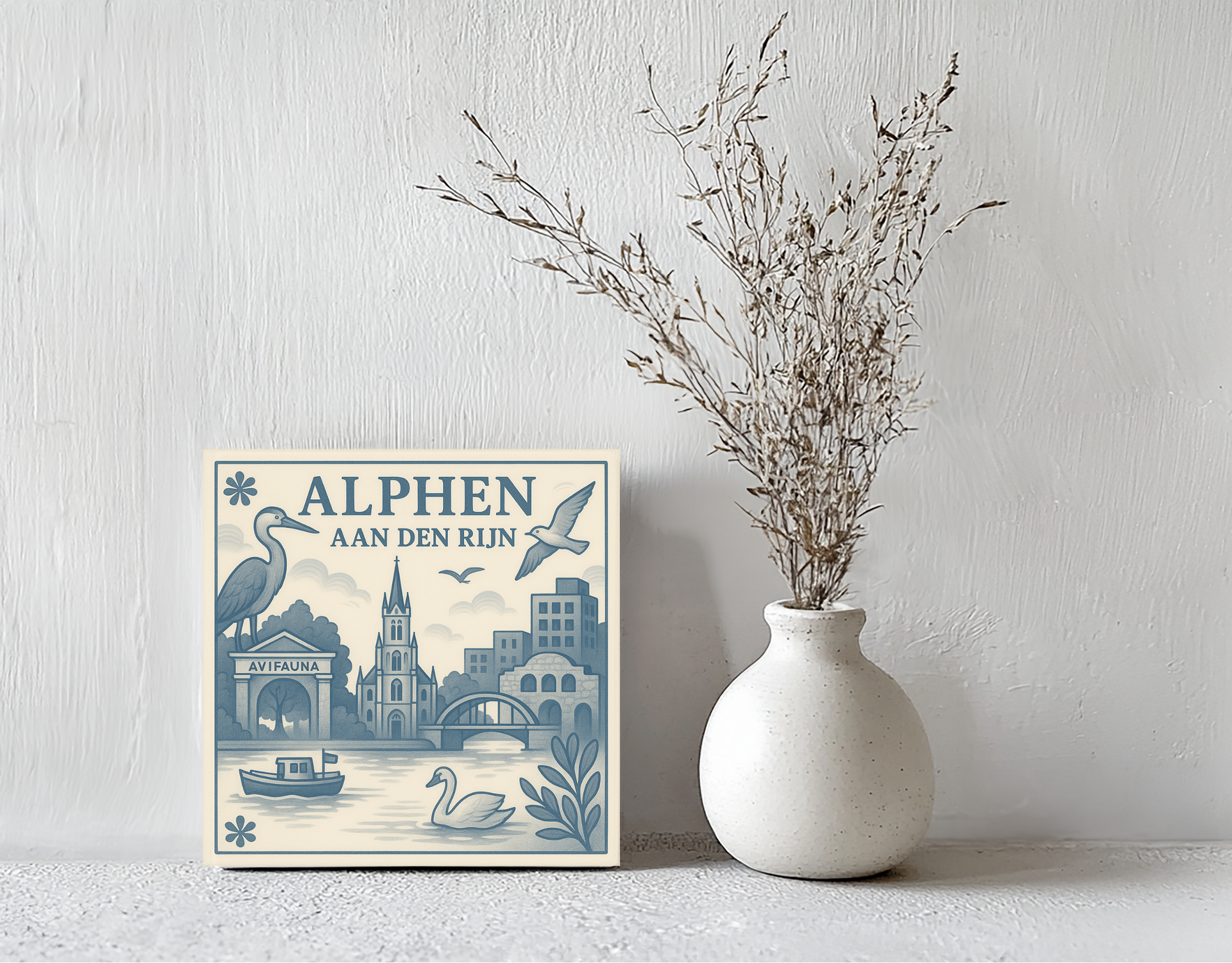 Tegeltje alphen blauw steen