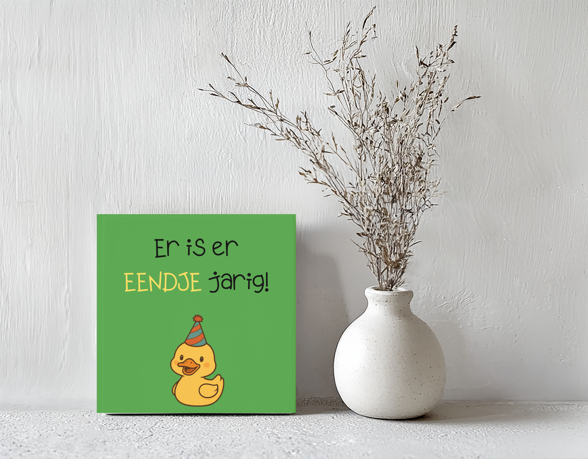 Tegeltje eendje jarig steen