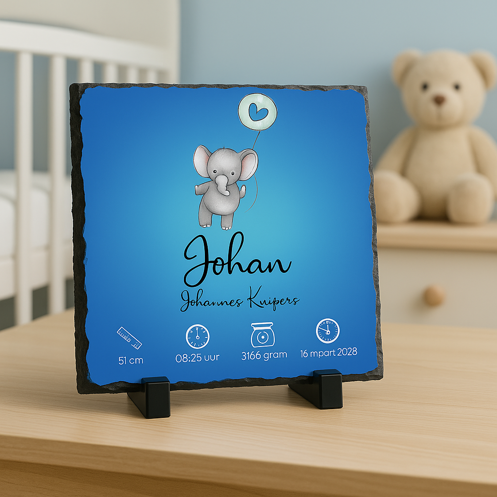 Leisteen geboorte tegel