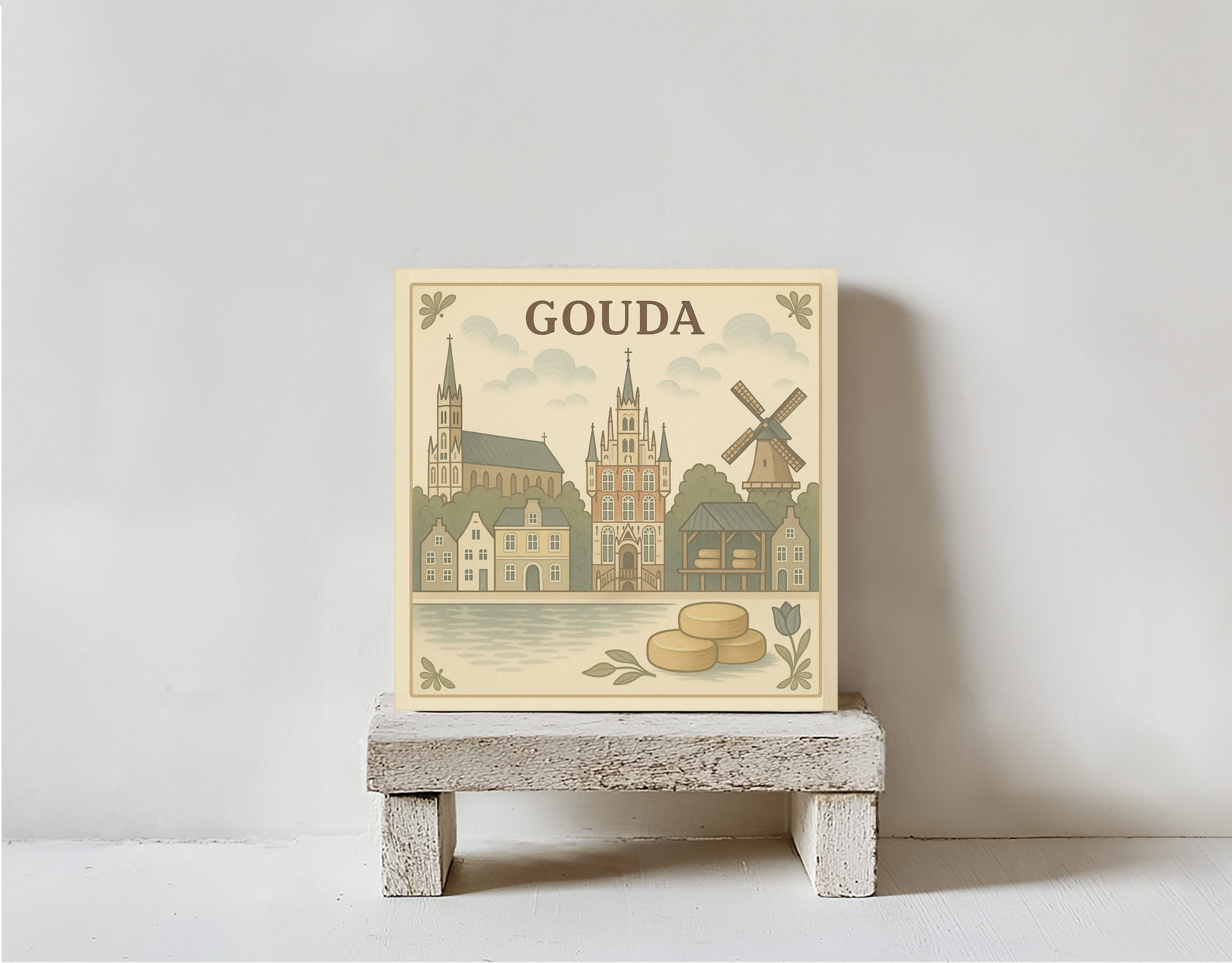 Tegeltje gouda kleur steen