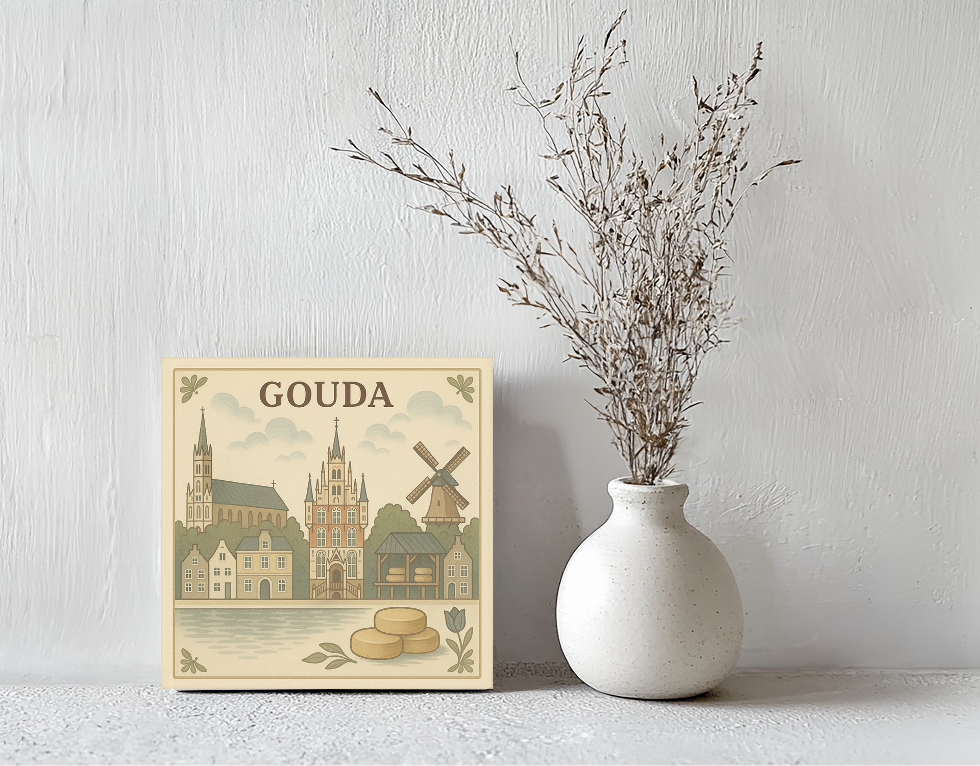 Tegeltje gouda kleur steen