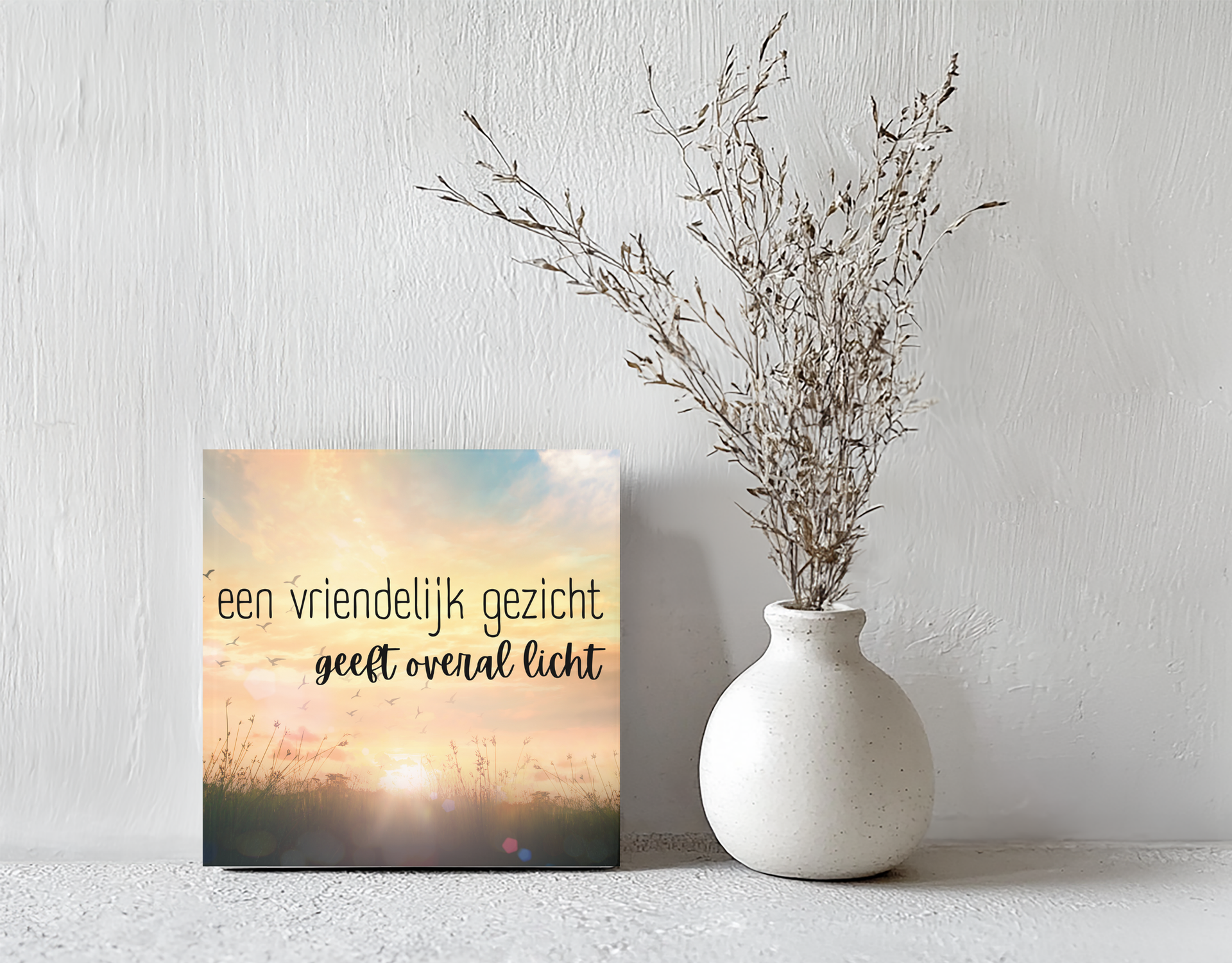 Tegeltje vriendelijk gezicht steen