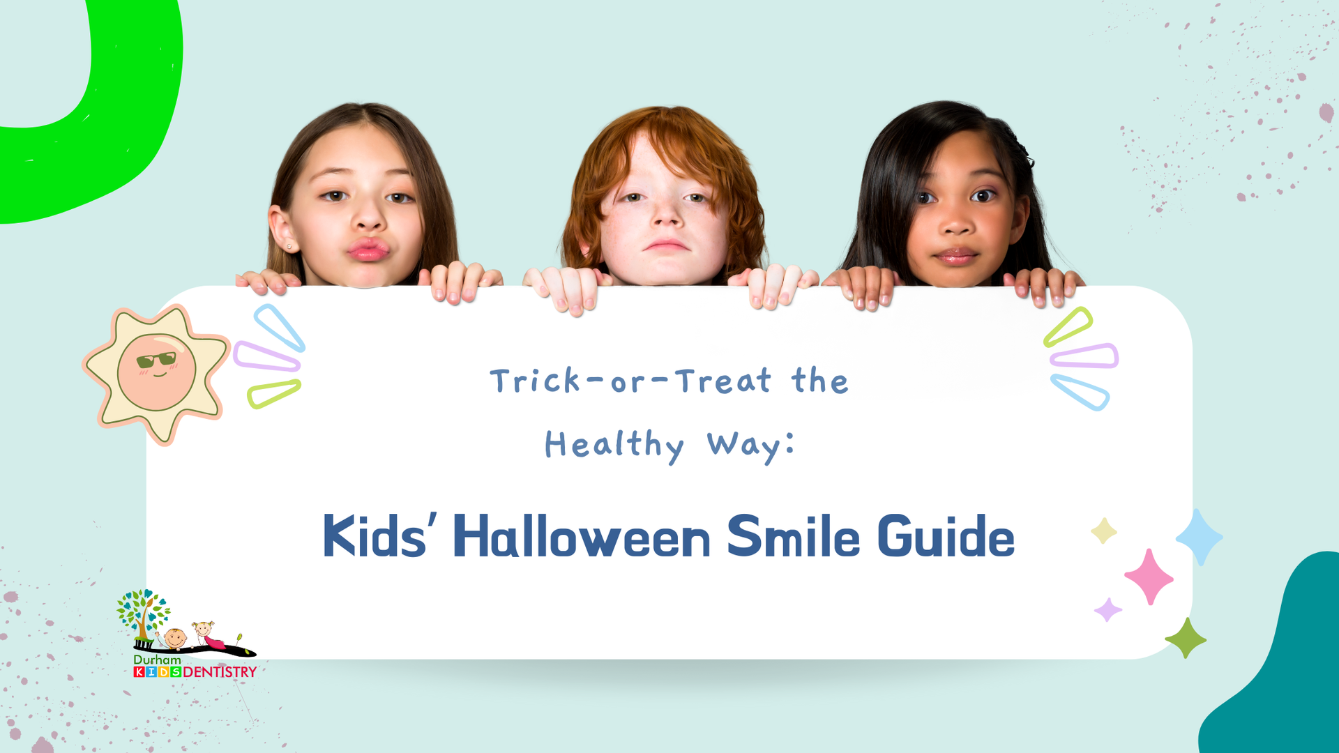 Three children holding a sign that says 
