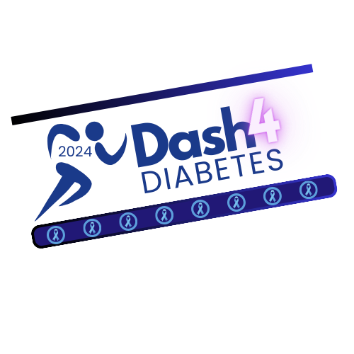 A logo for dash 4 diabetes is shown on a white background