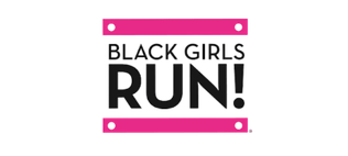 Logo for Black Girls RUN! featuring black text reading 