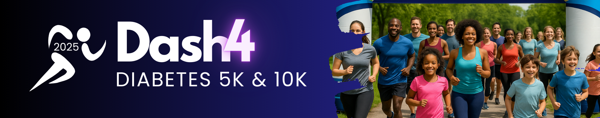 A group of people are running for dash 4 diabetes 5k and 10k