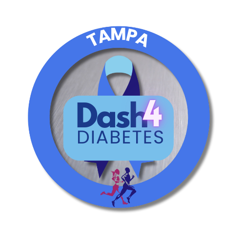 A logo for dash 4 diabetes is shown on a white background