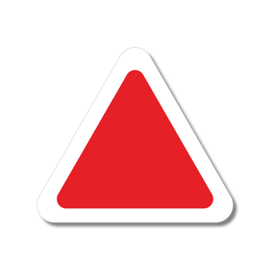 A red equilateral triangle with rounded corners on a white background.