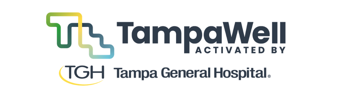 Logo for TampaWell, featuring a stylized 