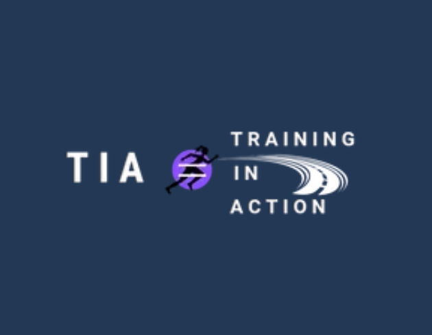 Tia training in action logo on a blue background