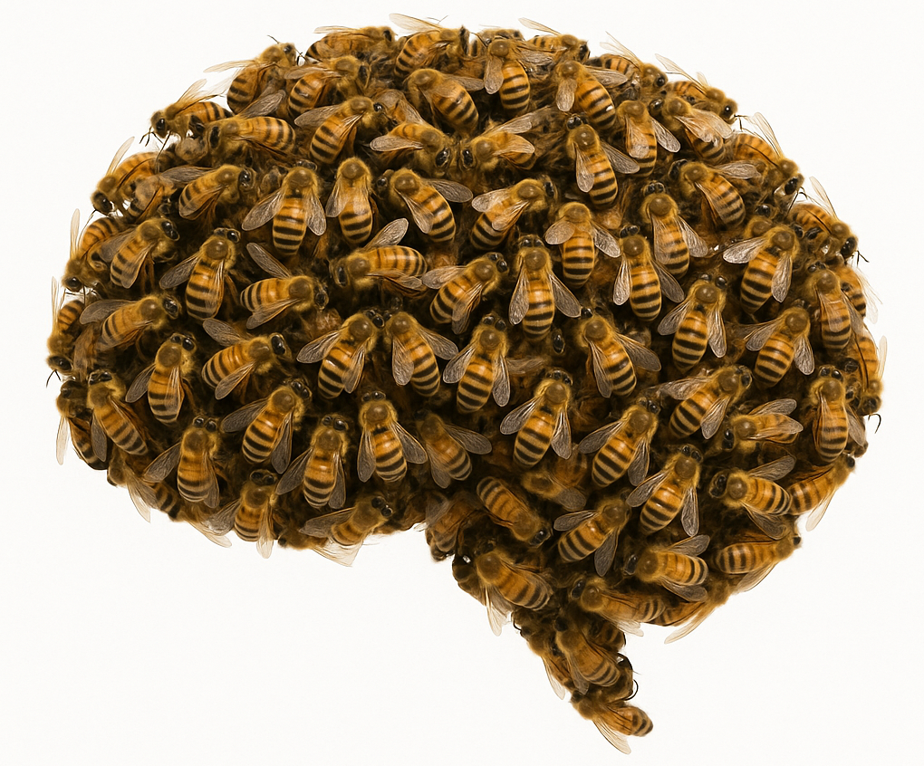 A brain made out of bees representing superorganism