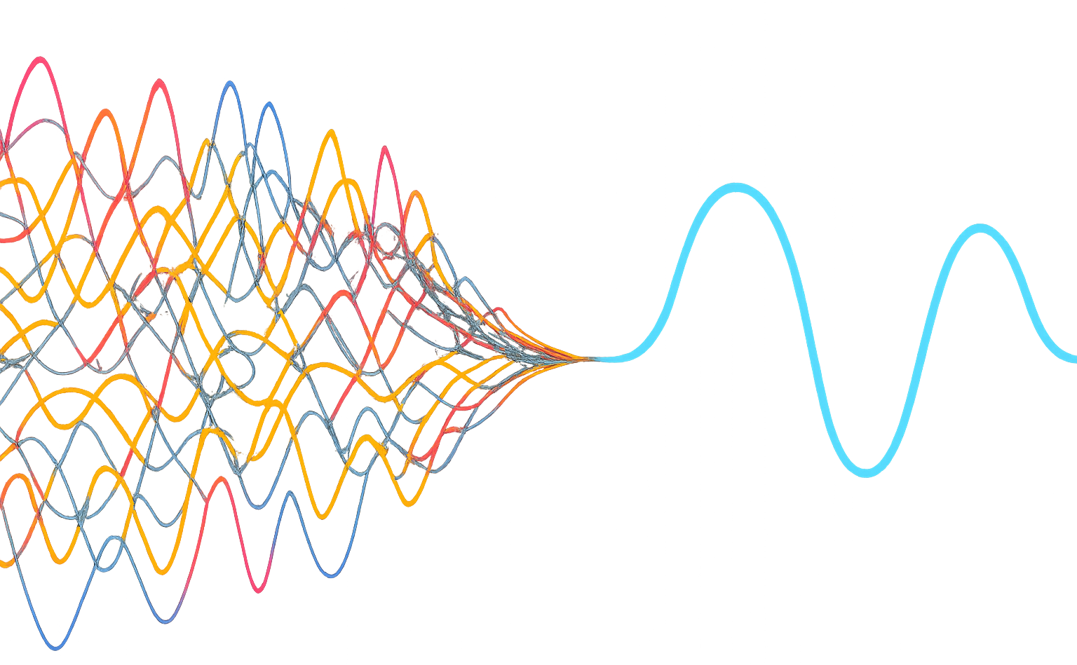 A colorful drawing of a wave with a blue line going through it
