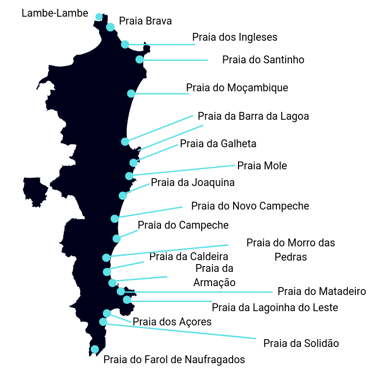 Mapa de surf em Florianópolis - AinaSurf
