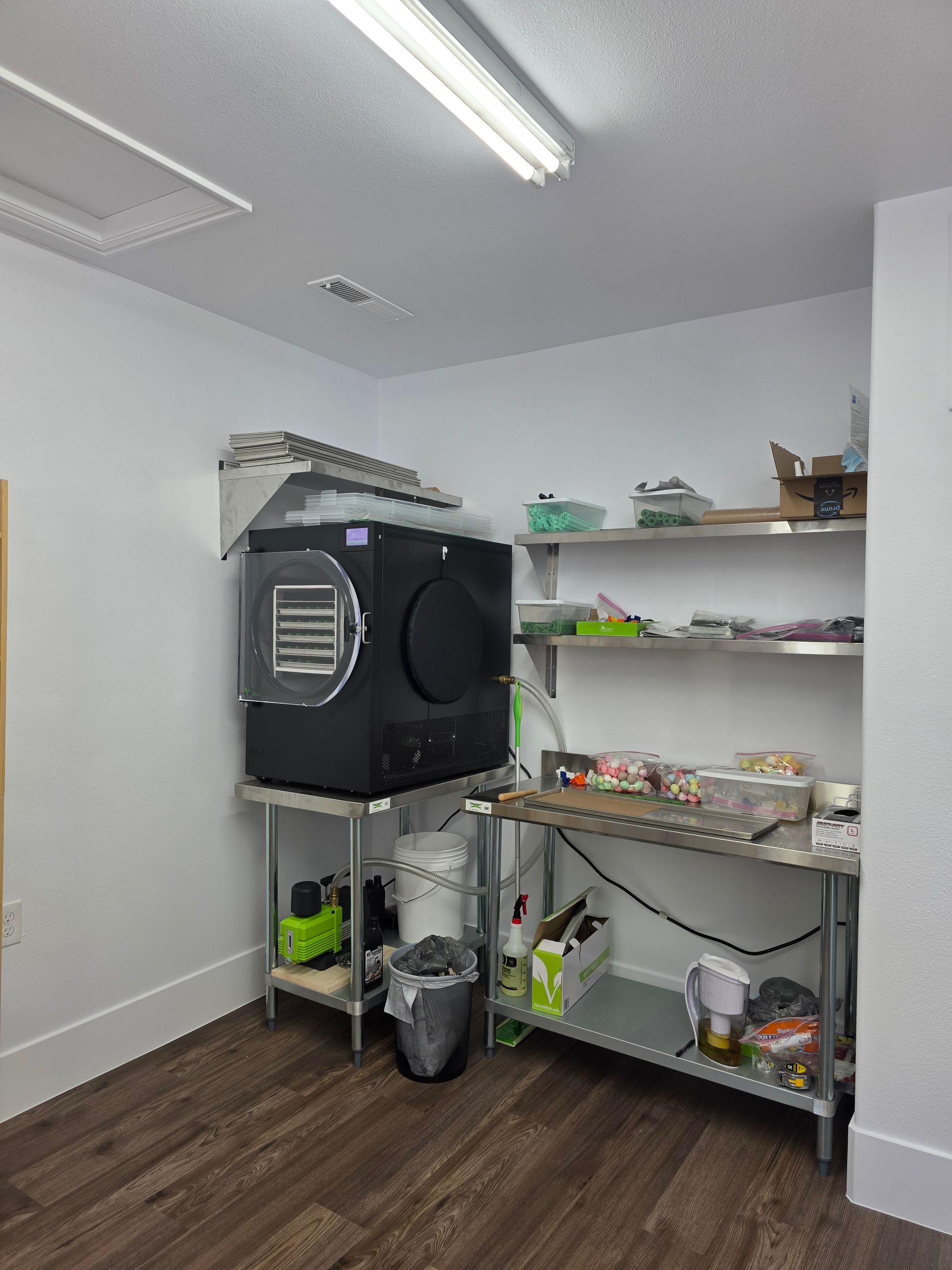 A room with a washer and dryer in it