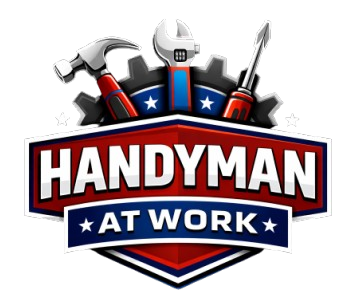 Logo featuring a hammer, wrench, and screwdriver over a red, white, and blue shield with text 