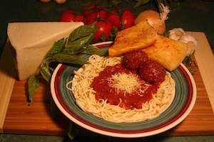 spaghetti and meatballs linked to menu