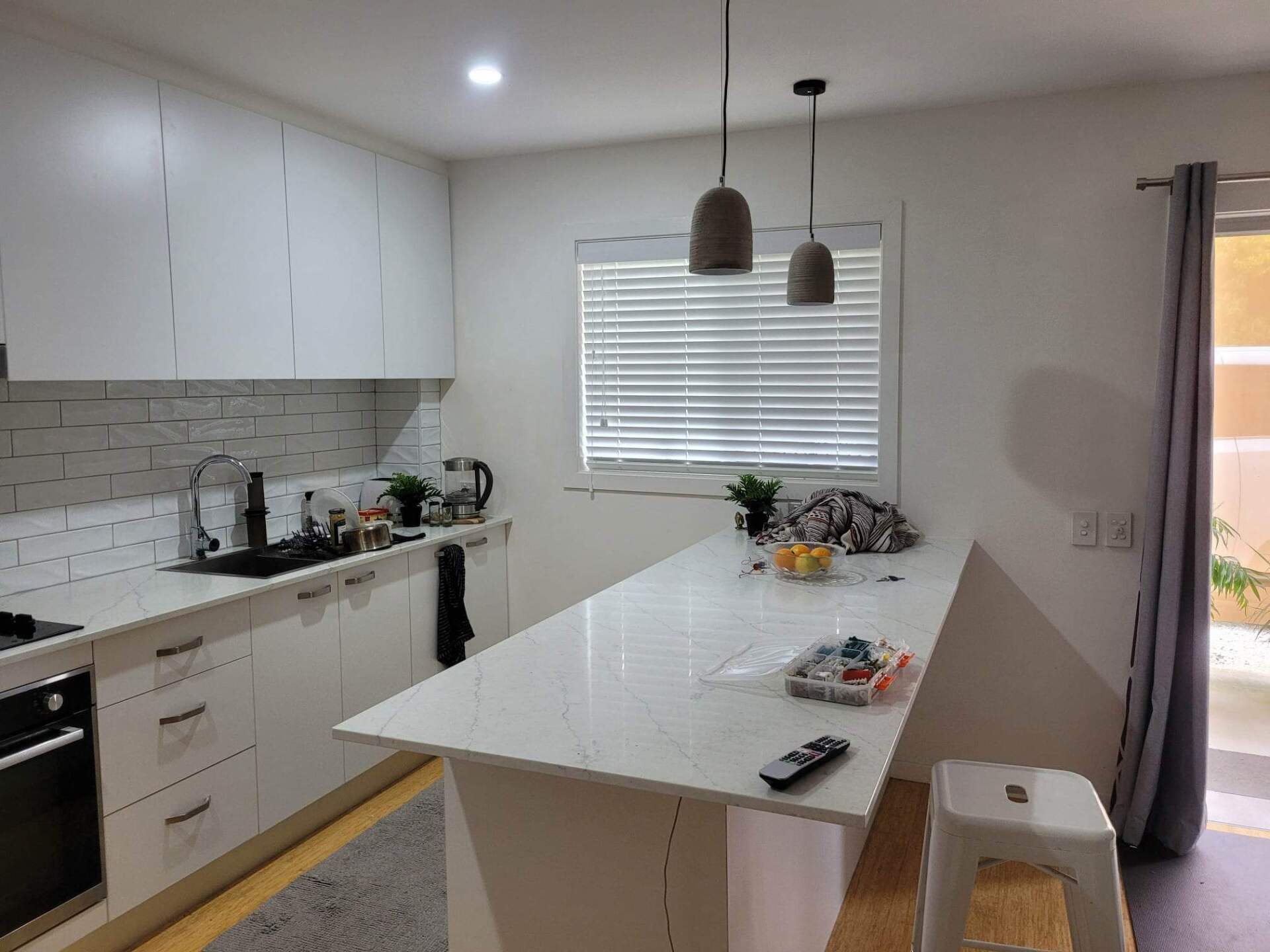 Kitchen With Marble Counter Top — Window Furnishing Services in Tweed Heads, NSW