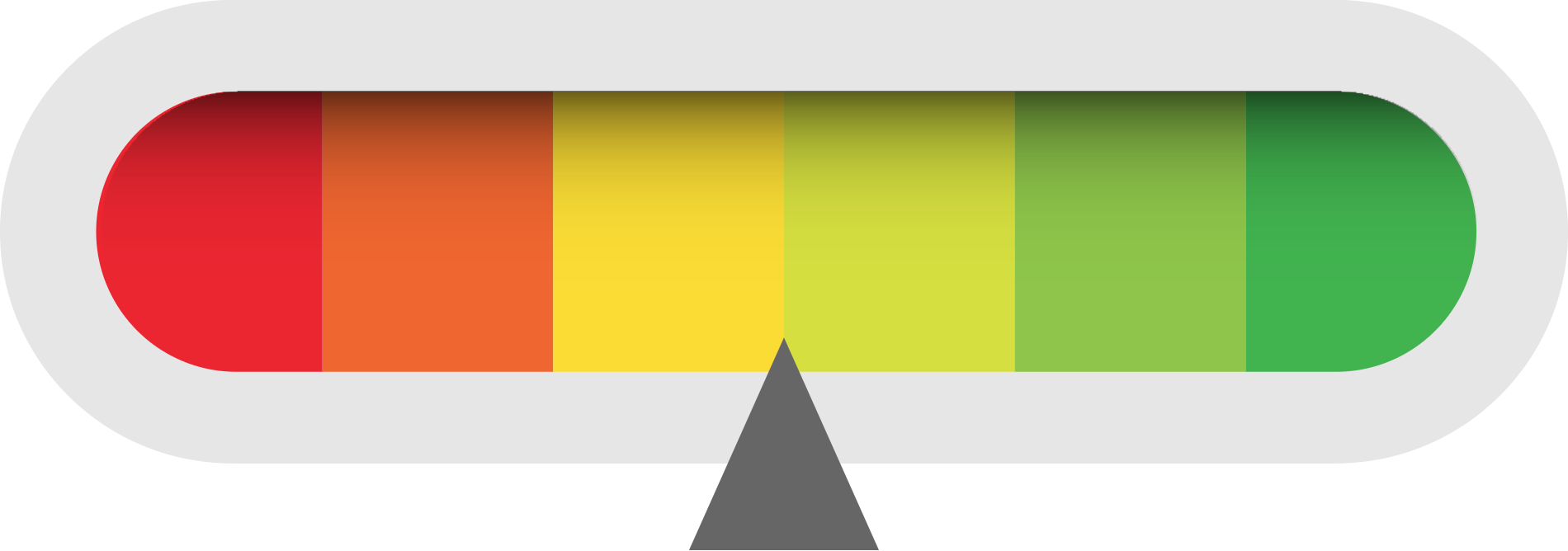 A rainbow colored bar with a gray arrow pointing to the bottom.