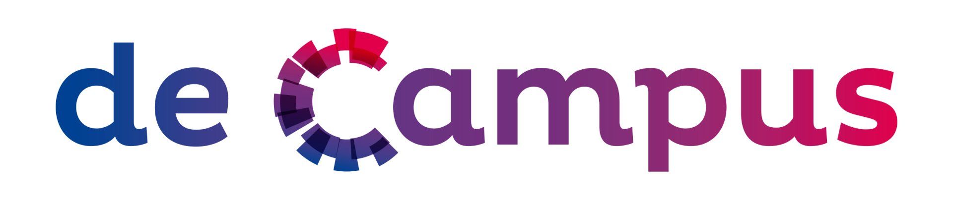 De Campus-logo, tekst in donkerblauw naar paars verloop. De 