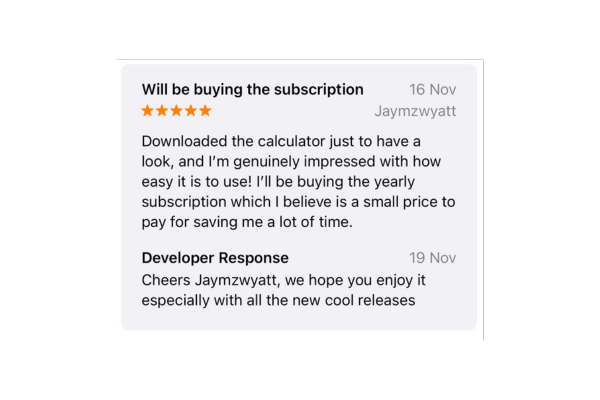 testimonial of the app 1