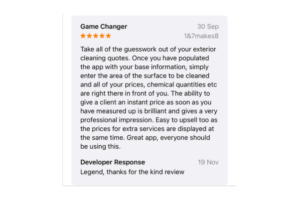 testimonial of the app 3