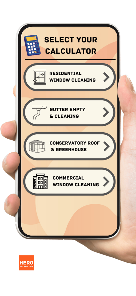 Window cleaning calculator app screen shot for apple store