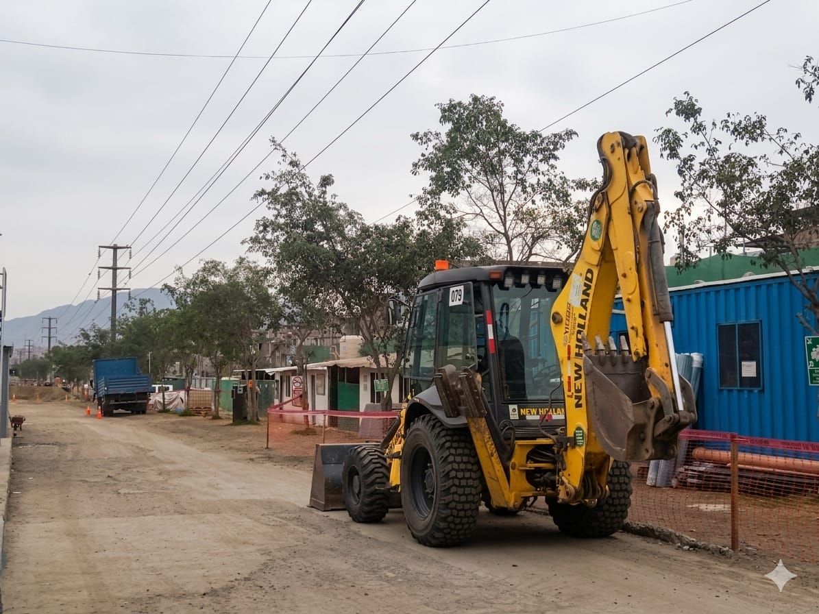 Un camión volquete amarillo vuelca un remolque rojo