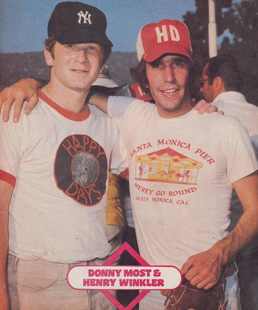 Don Most and Henry Winkler posing together.