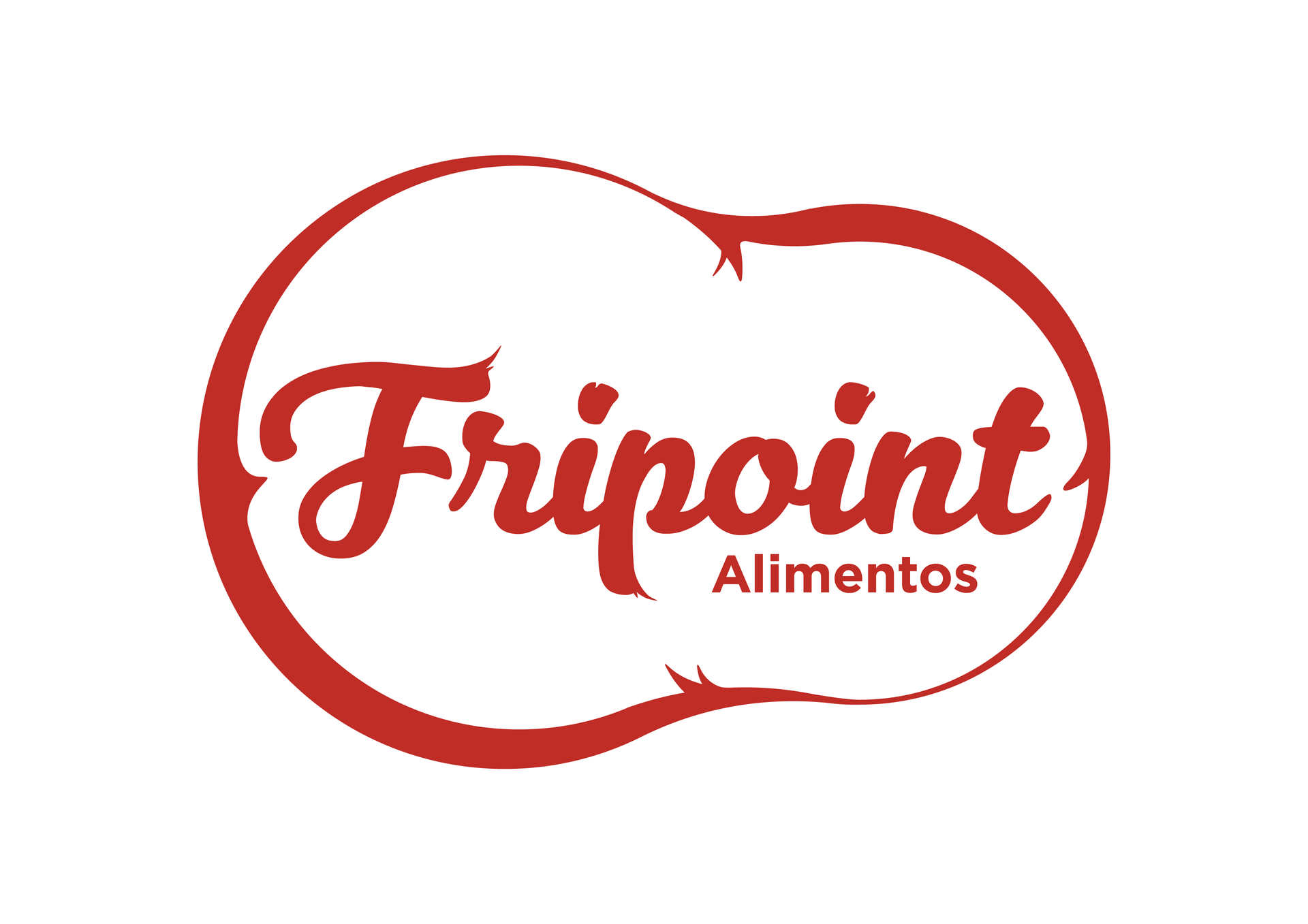 Um logotipo vermelho para fripoint alimentos em um fundo branco.