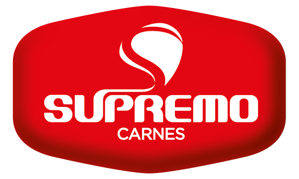 Um logotipo vermelho e branco para supremo carnes
