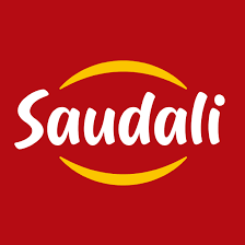 Um logotipo saudita com um círculo amarelo em um fundo vermelho