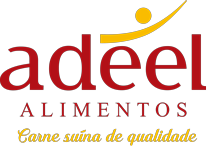 Um logotipo vermelho e amarelo para uma empresa chamada adeel alimentos