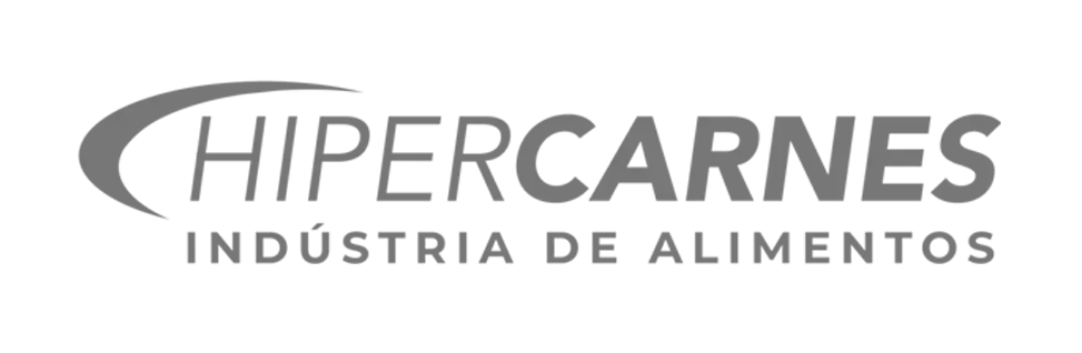 A black and white logo for a company called hipercarnes industria de alimentos.