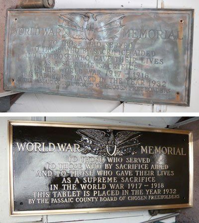 Before and After Bronze Refinishing - Koch Monument -Hackensack, NJ