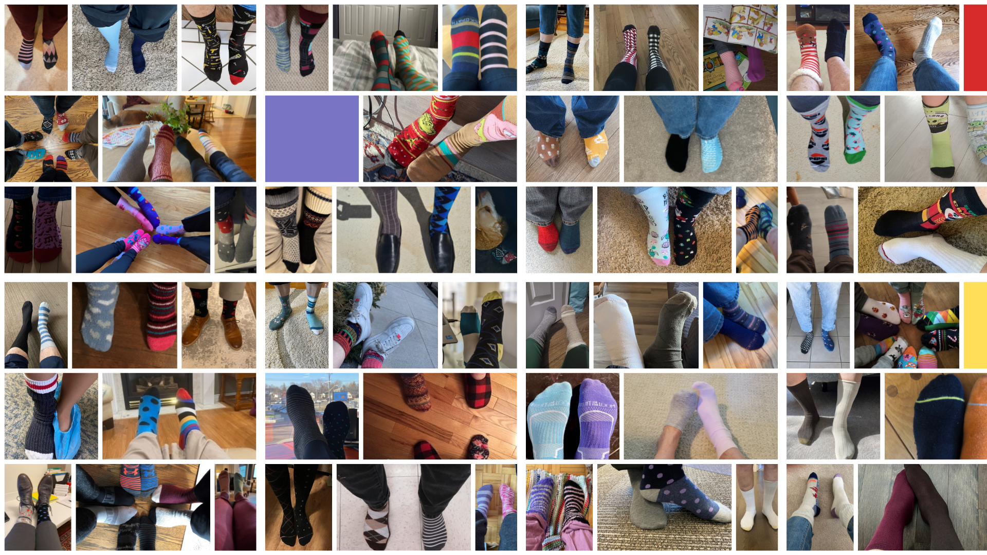 Lots of mismatched colourful socks