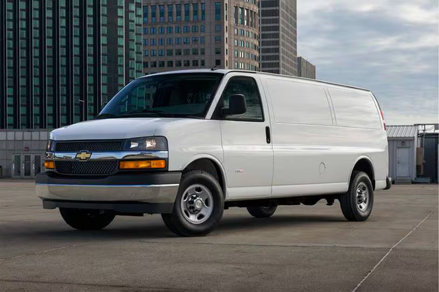 Commercial van sitting on a dealership lot in Miami, FL