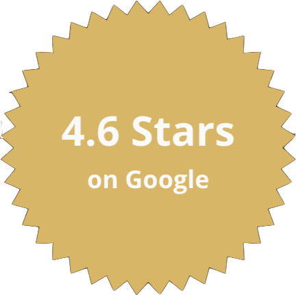 Gold badge reading “4.6 Stars on Google”