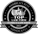 Black-and-white award badge reading