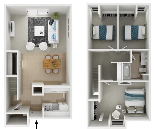 a black and white floor plan of a three bedroom apartment