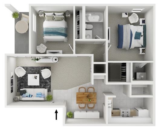 a black and white floor plan of a two bedroom apartment