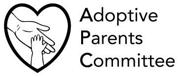 A black and white logo for the adoptive parents committee.