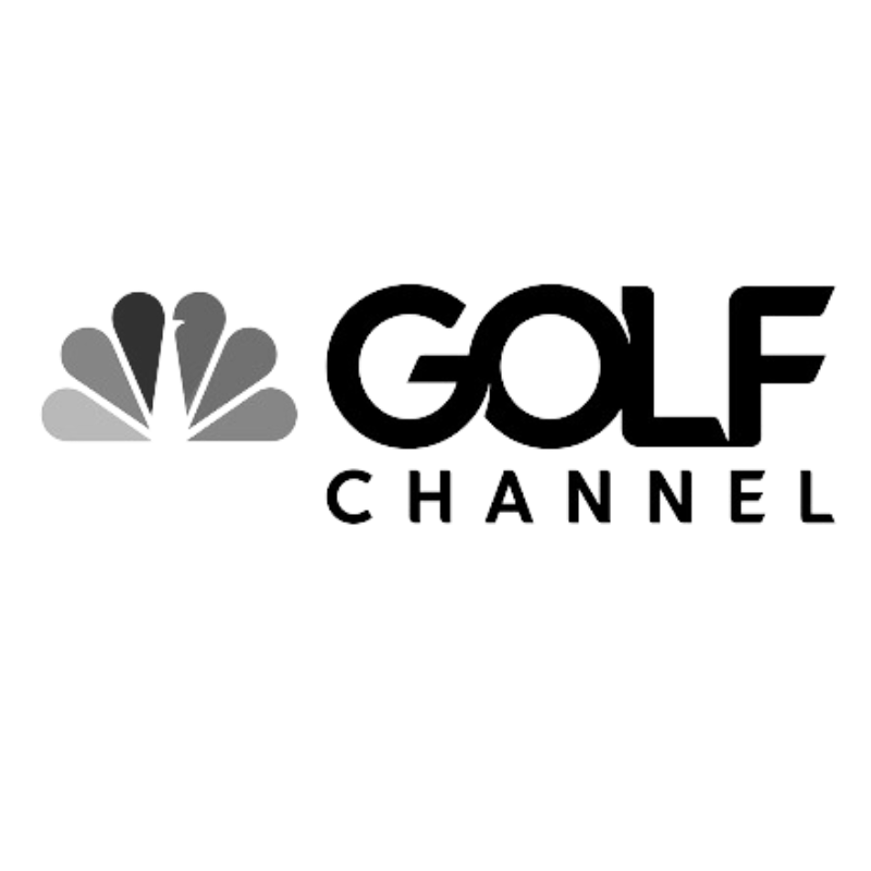A black and white logo for the golf channel on a white background.