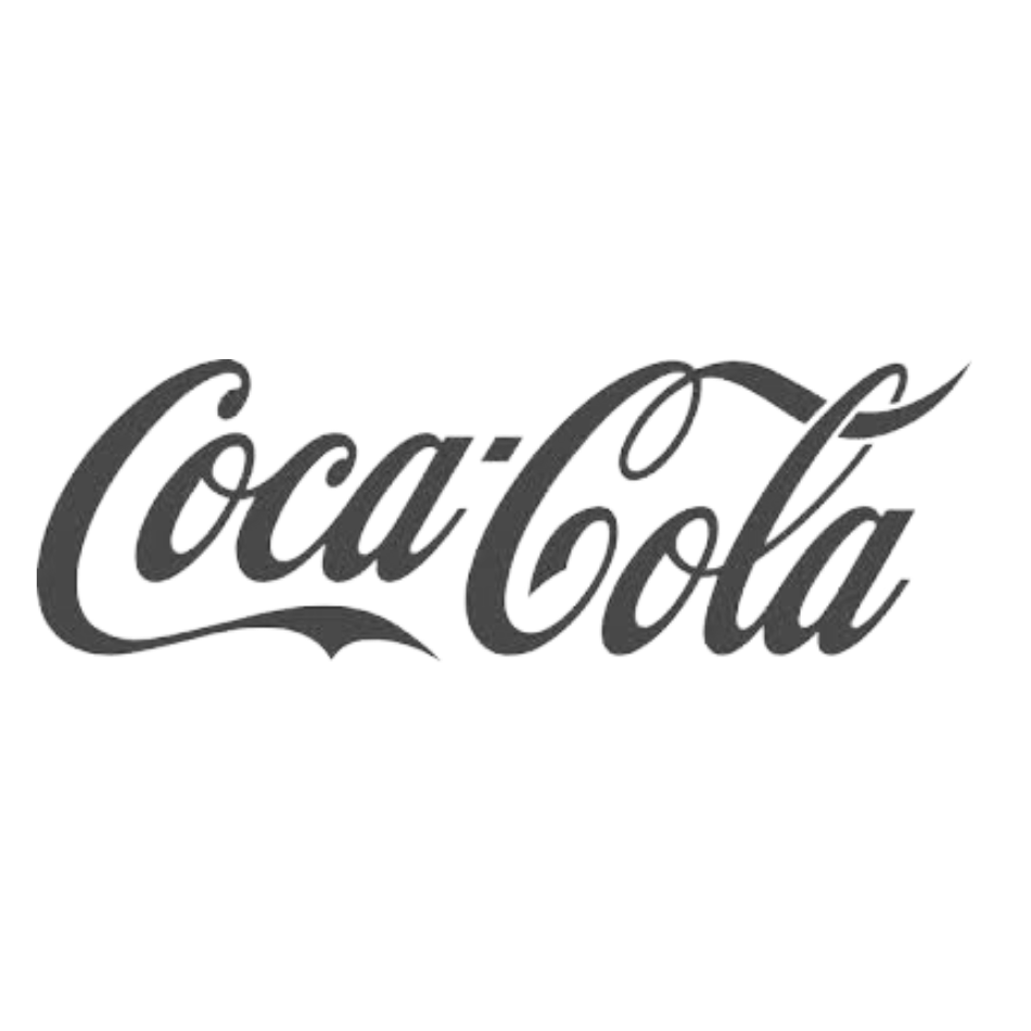 A black and white logo for coca cola on a white background.