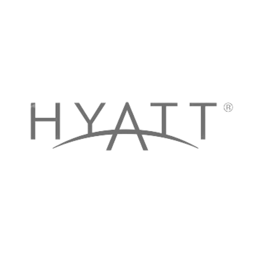 The hyatt logo is a gray logo on a white background.