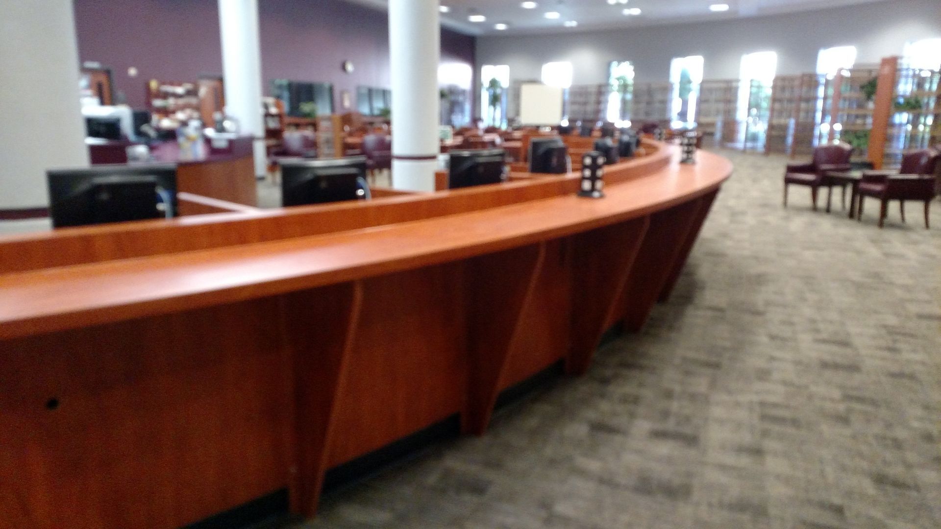 Commercial Casework Library Counter Wood Solid Surface Hutchison Brothers Cabinetry Russellville AR