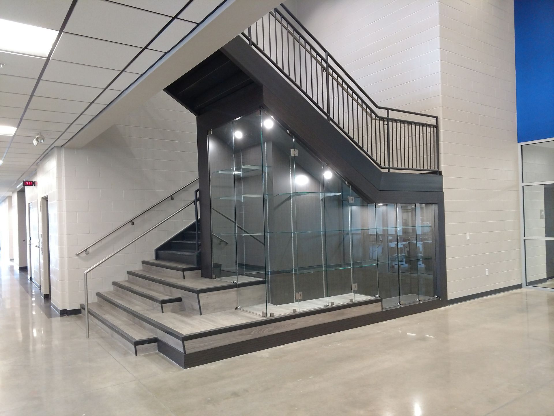 Commercial Casework Custom Glass Display Trophy Case Hutchison Brothers Cabinetry Russellville AR