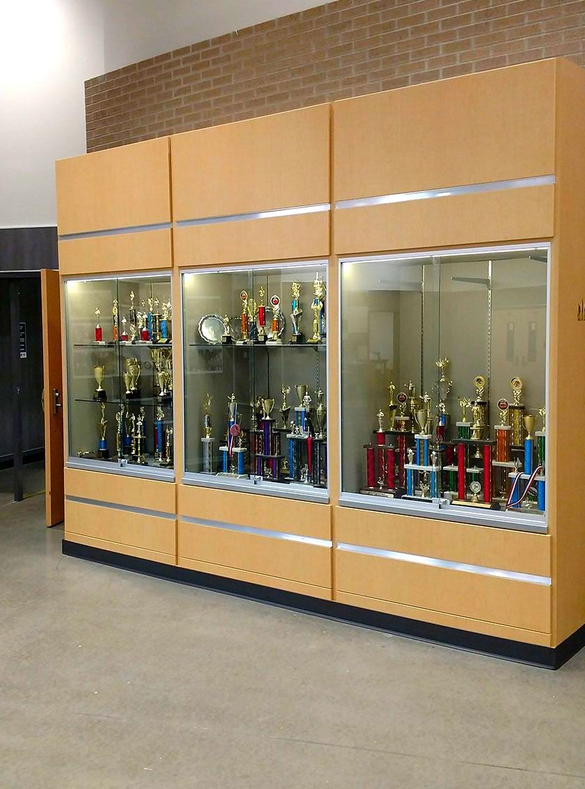 Commercial Casework Display Case Trophy School Hutchison Brothers Cabinetry Russellville AR