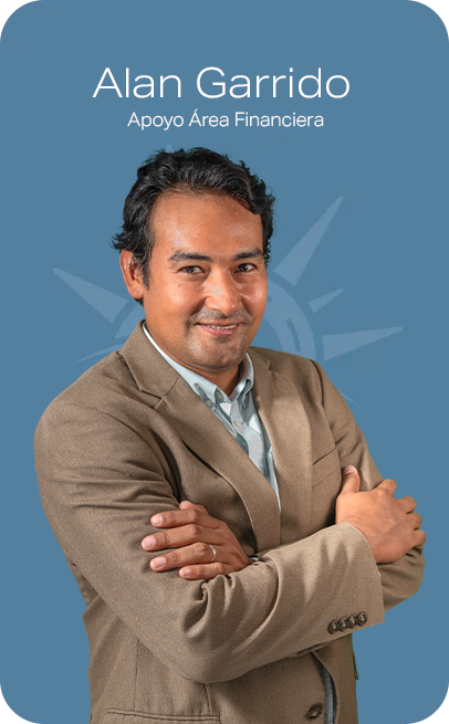 David Rincón, in gray suit, smiling. Text says "Apoyo Coordinadores de Caso" on a blue background.