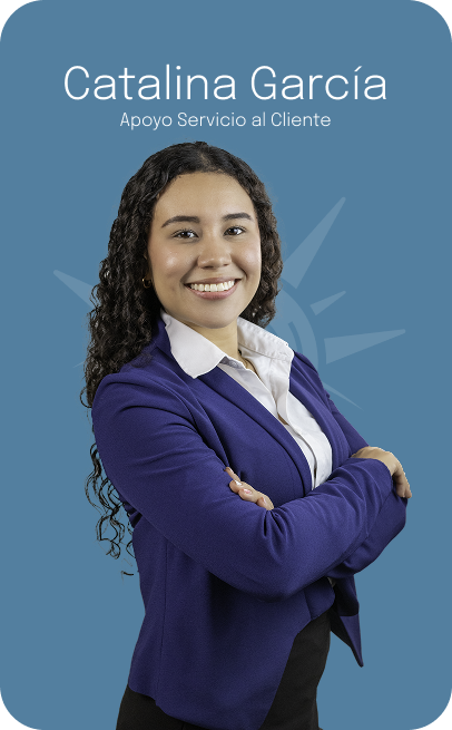 MEl texto dice "Catalina García" y "Apoyo Servicio al Cliente".