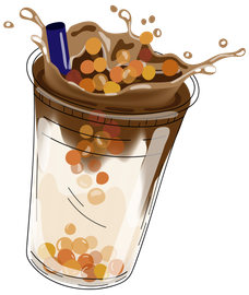 Bubble milk tea design collection,Pearl milk tea , Boba milk tea, Yummy drinks, coffees with doodle style banner, Vector illustration.